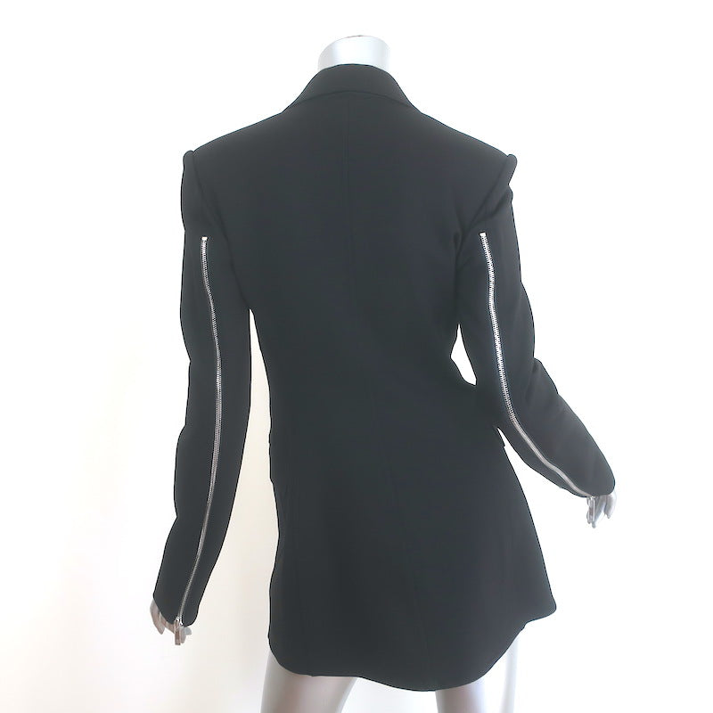 Helmut Lang Cut &amp; Sew Zipped-Sleeve Blazer Black Stretch Jersey Size 0