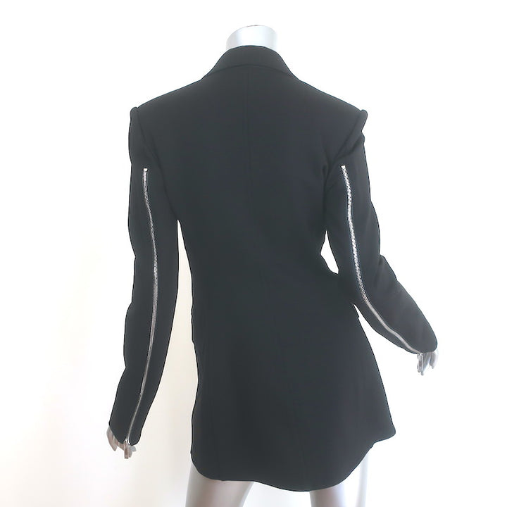 Helmut Lang Cut &amp; Sew Zipped-Sleeve Blazer Black Stretch Jersey Size 0