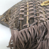 Jimmy Choo Tatum Fringed Elaphe Snakeskin Large Shoulder Bag Brown