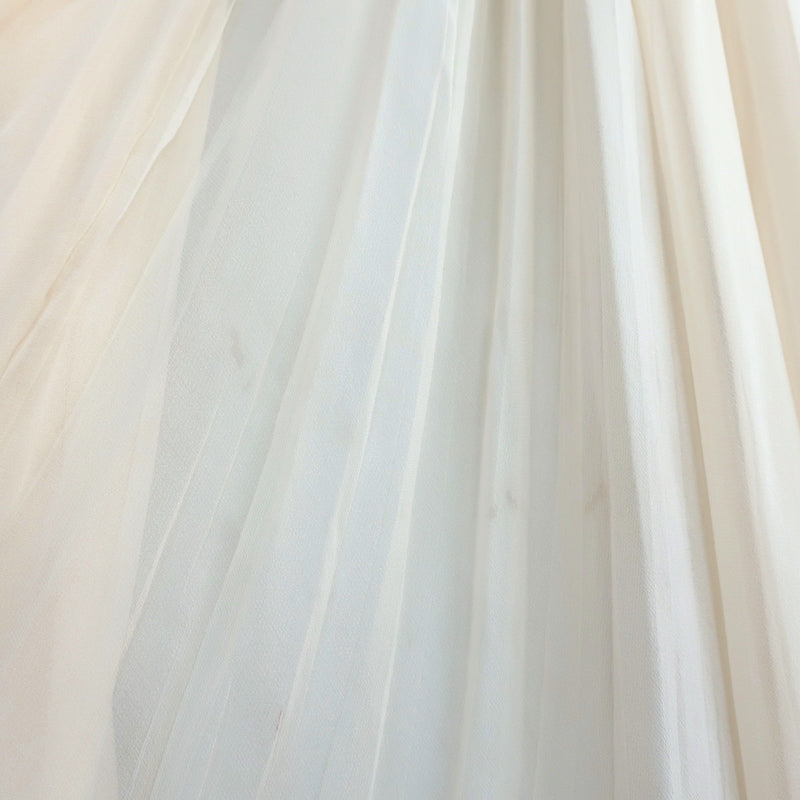 J Mendel Embellished Sleeveless Dress Ivory Pleated Silk Chiffon Size 8