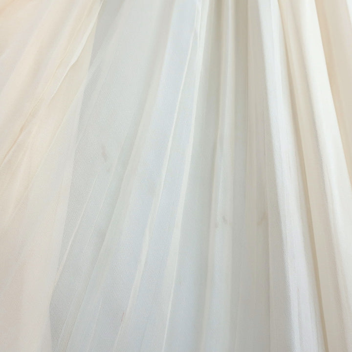 J Mendel Embellished Sleeveless Dress Ivory Pleated Silk Chiffon Size 8