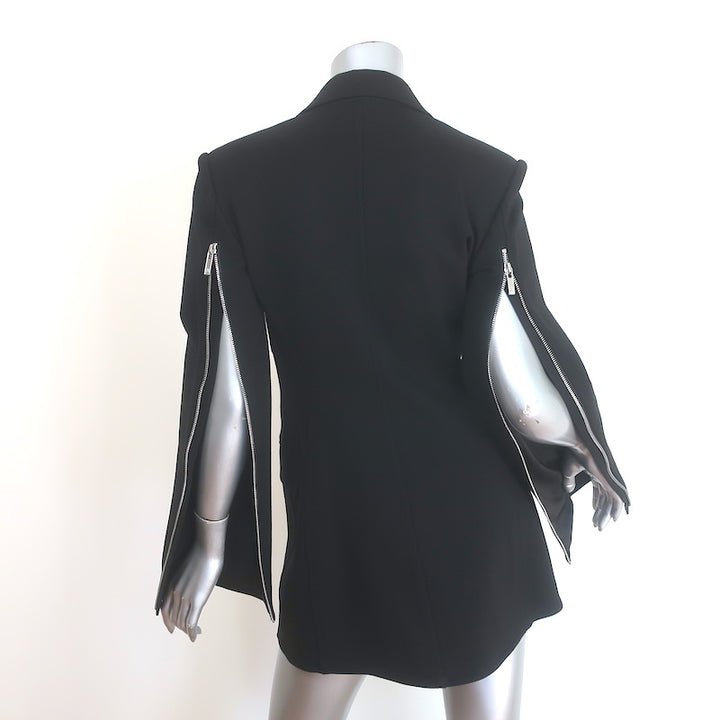 Helmut Lang Cut &amp; Sew Zipped-Sleeve Blazer Black Stretch Jersey Size 0