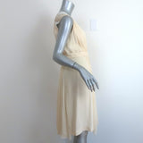 J Mendel Embellished Sleeveless Dress Ivory Pleated Silk Chiffon Size 8