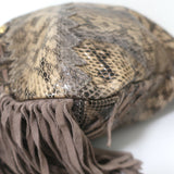 Jimmy Choo Tatum Fringed Elaphe Snakeskin Large Shoulder Bag Brown