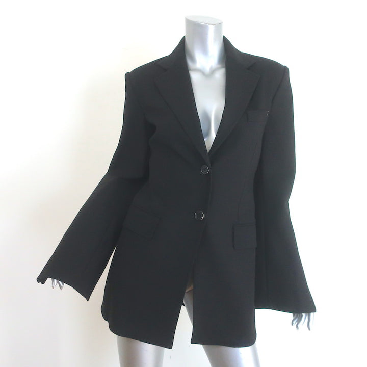 Helmut Lang Cut &amp; Sew Zipped-Sleeve Blazer Black Stretch Jersey Size 0