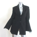 Helmut Lang Cut & Sew Zipped-Sleeve Blazer Black Stretch Jersey Size 0