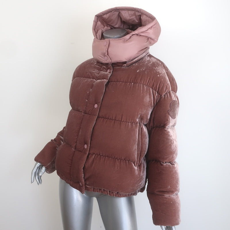 Moncler Caille Velvet Down Puffer Jacket Pink Size 2