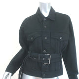Proenza Schouler Belted Denim Jacket Black Cotton Size Medium