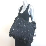 LeSportsac x Libertine Fringe Boat Tote Black Nylon Large Crossbody Bag NEW