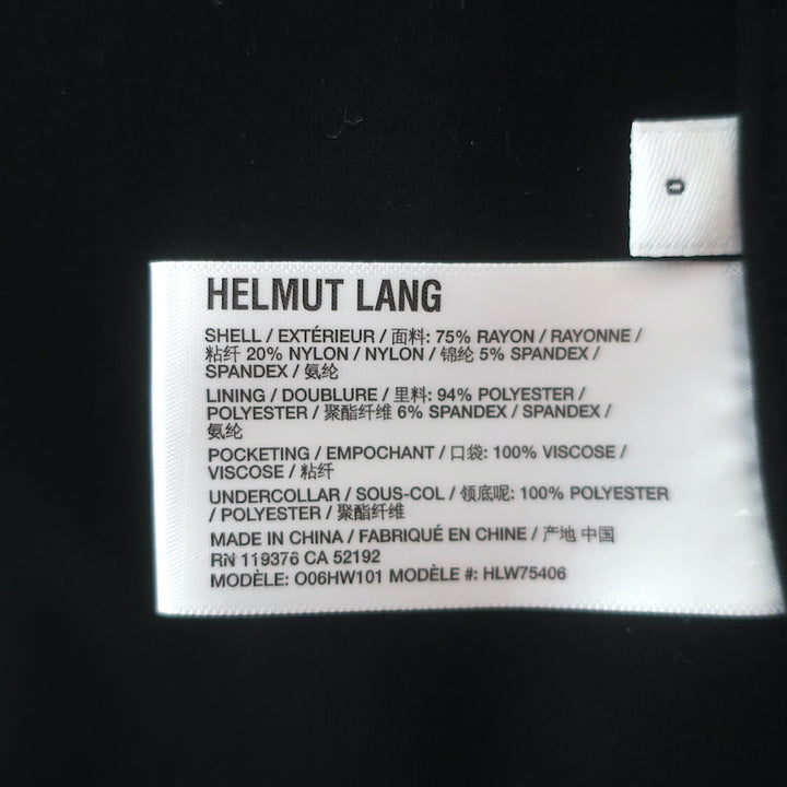 Helmut Lang Cut &amp; Sew Zipped-Sleeve Blazer Black Stretch Jersey Size 0