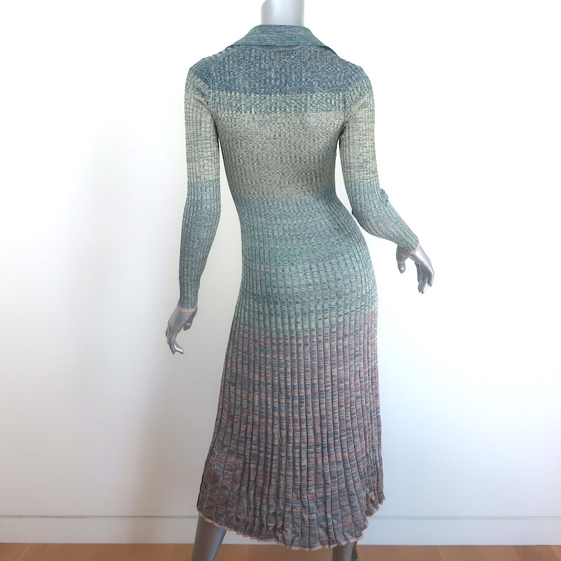 Zimmermann polo midi dress in teal-multi mouline ribbed knit, pre-owned authentic luxury