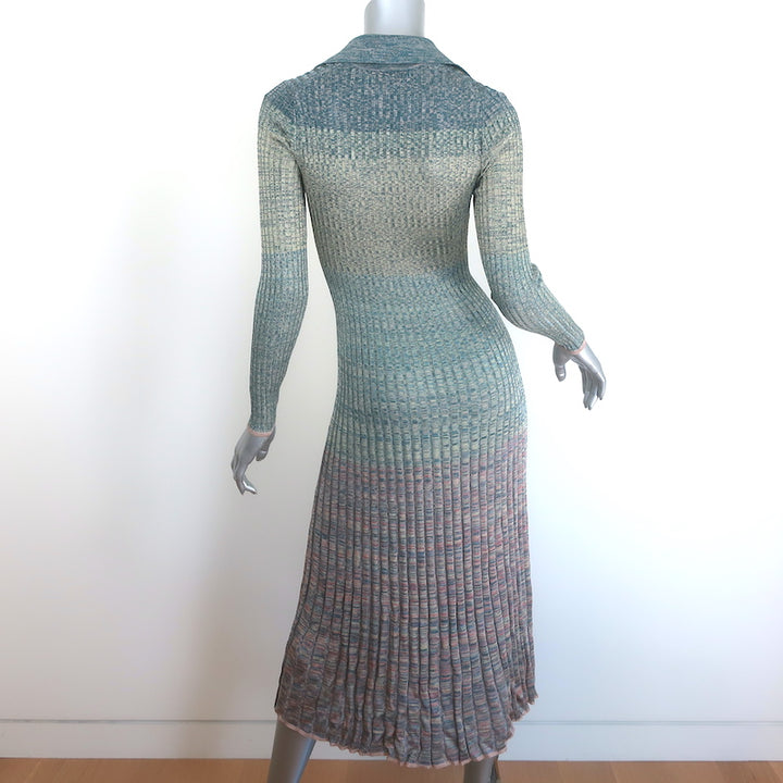 Zimmermann polo midi dress in teal-multi mouline ribbed knit, pre-owned authentic luxury