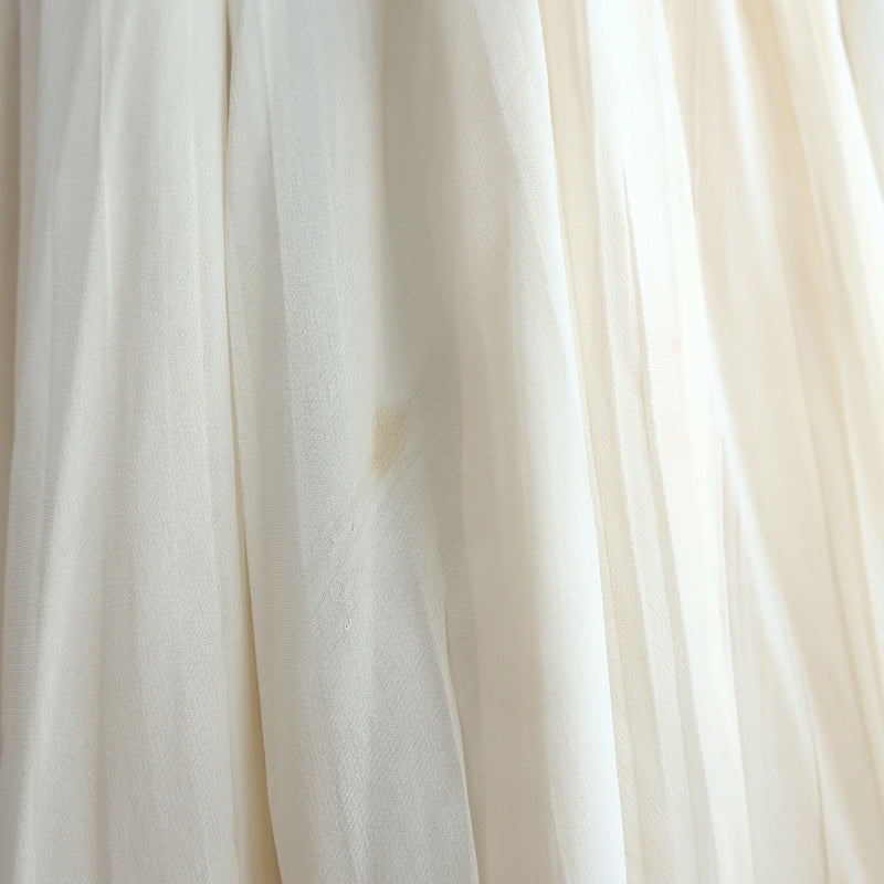 J Mendel Embellished Sleeveless Dress Ivory Pleated Silk Chiffon Size 8