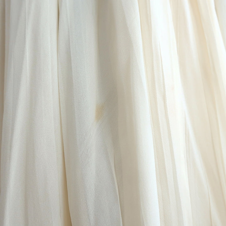 J Mendel Embellished Sleeveless Dress Ivory Pleated Silk Chiffon Size 8