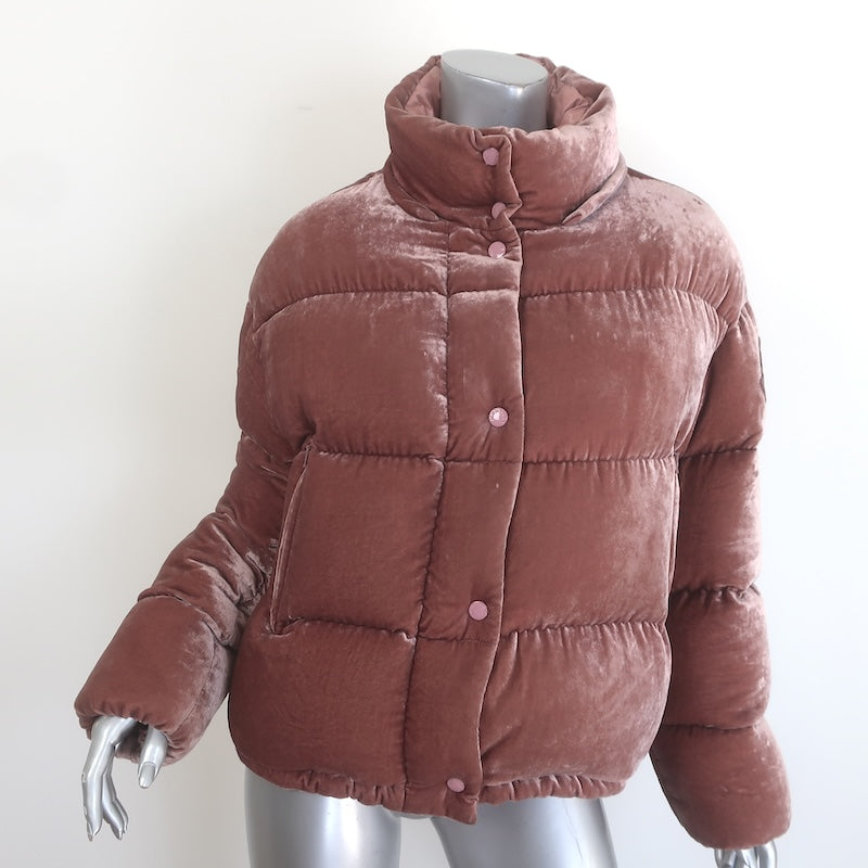 Moncler Caille Velvet Down Puffer Jacket Pink Size 2