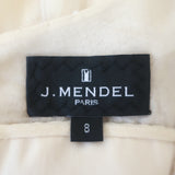 J Mendel Embellished Sleeveless Dress Ivory Pleated Silk Chiffon Size 8