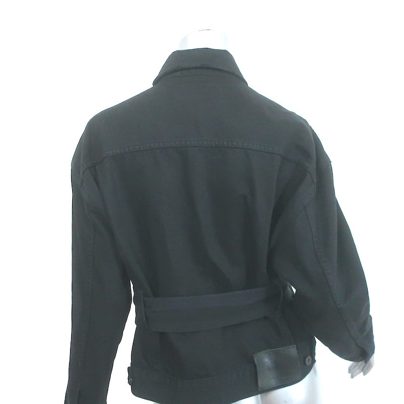 Proenza Schouler Belted Denim Jacket Black Cotton Size Medium