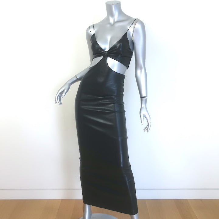 Alice + Olivia Havana Vegan Leather Cutout Maxi Dress Black Size 0