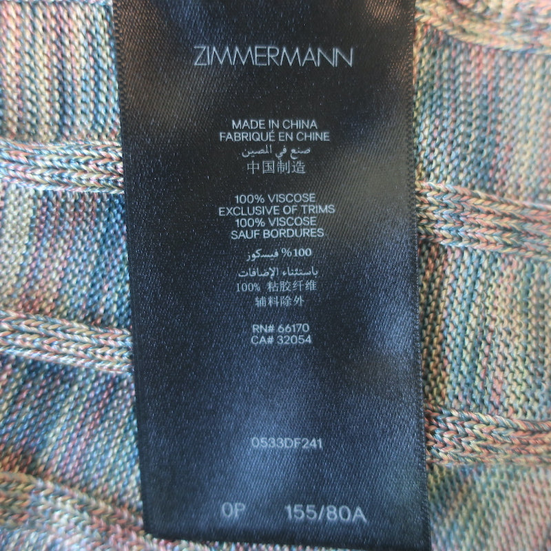 Zimmermann Illustration Mouline polo midi dress in teal/multi ribbed knit, authentic pre-owned luxury