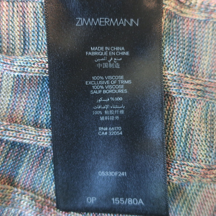 Zimmermann Illustration Mouline polo midi dress in teal/multi ribbed knit, authentic pre-owned luxury