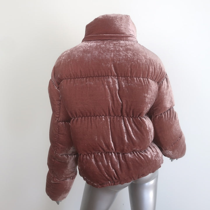 Moncler Caille Velvet Down Puffer Jacket Pink Size 2