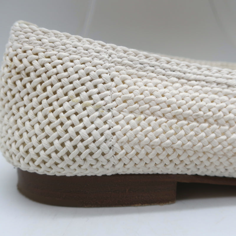 Chanel CC Cap Toe Crochet Ballet Flats Cream/Black Size 40