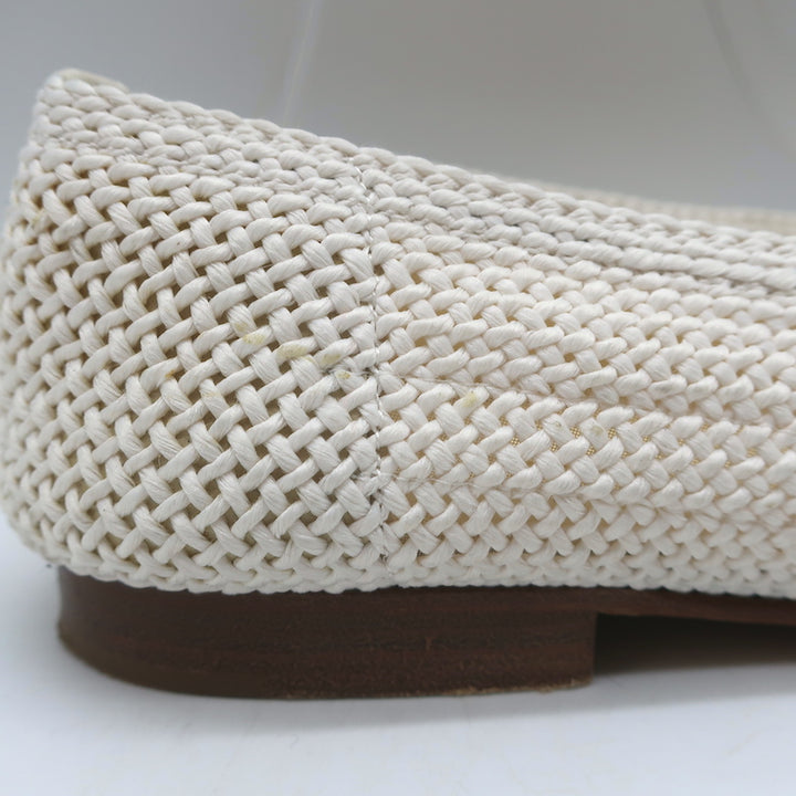 Chanel CC Cap Toe Crochet Ballet Flats Cream/Black Size 40