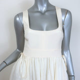 La Ligne Villanelle Tie-Strap Midi Dress Ivory Linen-Blend Size Small