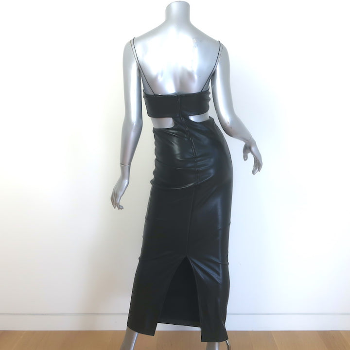 Alice + Olivia Havana Vegan Leather Cutout Maxi Dress Black Size 0