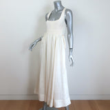 La Ligne Villanelle Tie-Strap Midi Dress Ivory Linen-Blend Size Small
