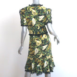 Dolce & Gabbana Short Sleeve Dress Lace-Trim Pear Print Crepe Size 42