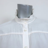 Raquel Allegra Button Down Shirt Cream Cotton-Silk Size 0 Long Sleeve Blouse