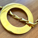 Vintage Celine Logo Disc Pendant Necklace Gold