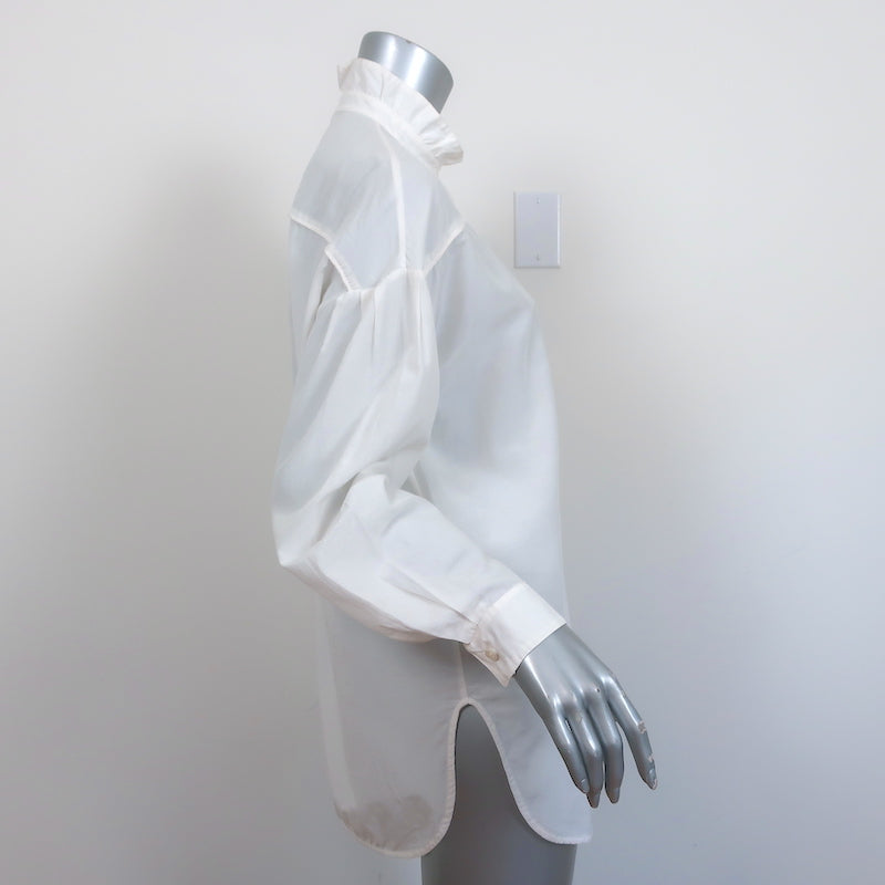 Raquel Allegra Button Down Shirt Cream Cotton-Silk Size 0 Long Sleeve Blouse