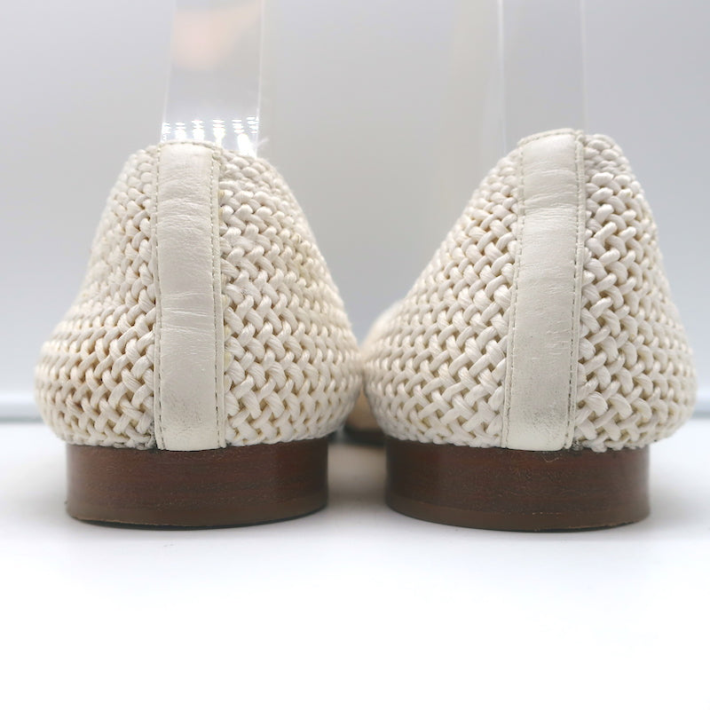 Chanel CC Cap Toe Crochet Ballet Flats Cream/Black Size 40