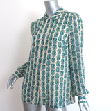 Tory Burch Blouse Kerry Scarab Print Silk Chiffon Size 8 Long Sleeve Top