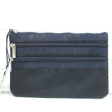 LeSportsac 3-Zip Cosmetic Bag Deep Sea Blue Nylon NEW