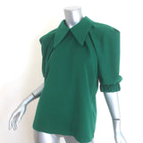 Julia Allert Puff Sleeve Collared Blouse Green Size Extra Small