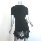 Moschino Cheap & Chic lace-inset ruffled tunic dress in black knit with lace, gently pre-owned and authentic, size US 6