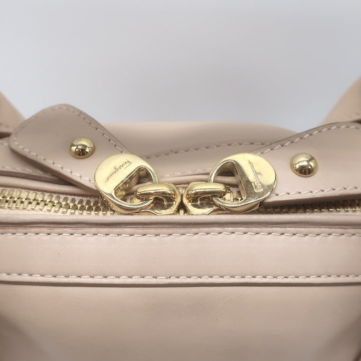 Salvatore Ferragamo Fiamma Medium Top-Handle Bag Bisque Leather