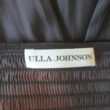 Ulla Johnson Shaina Embroidered Midi Dress Dark Brown Plisse Satin Size 2