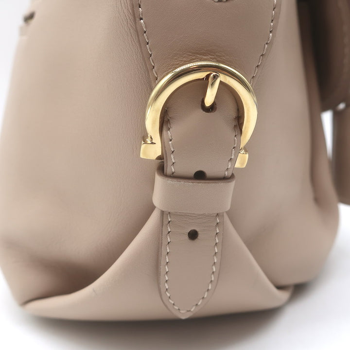 Salvatore Ferragamo Fiamma Medium Top-Handle Bag Bisque Leather