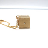 Marie Lichtenberg Dado 13mm Diamond Dice Charm on Spiga Chain 18k Gold NEW