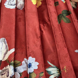 Erdem Nesrine Pleated Midi Skirt Rust Floral Print Satin Jacquard Size US 8 NEW