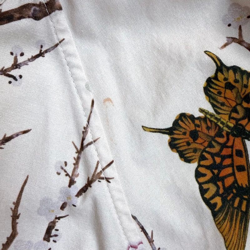 G. Label Sheely Puff Sleeve Midi Dress Cream Butterfly Print Poplin Size 6