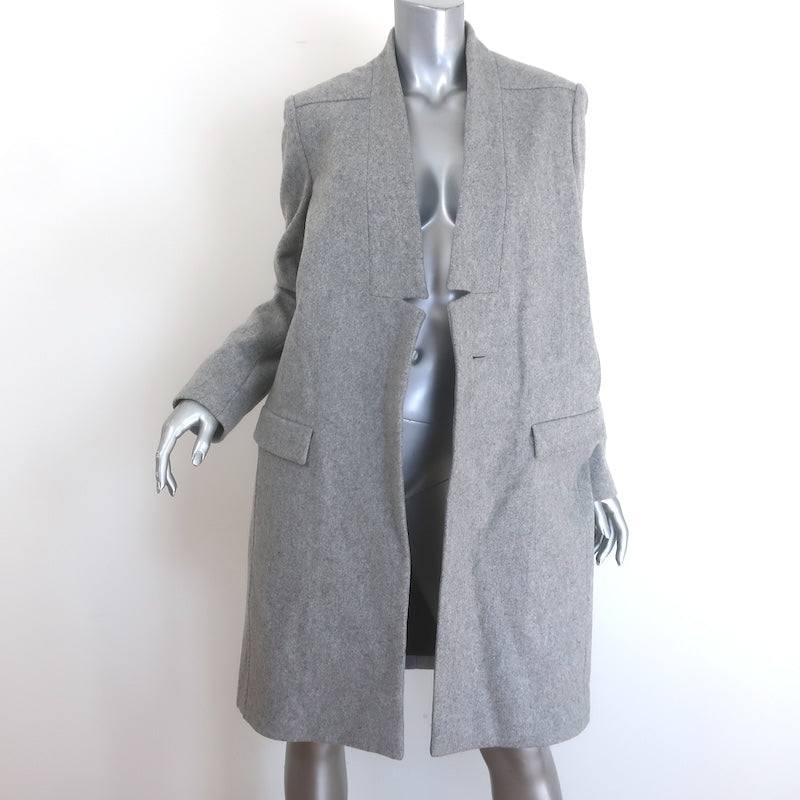 Maje Klinton Single-Button Coat Heather Gray Felted Wool Size 40 NEW