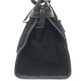 Vintage 1970s Gucci Web Stripe Doctor Bag Black Suede Medium Tote