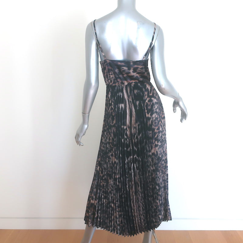 AllSaints Jinx Pleated Leopard Print Midi Dress Size Extra Small