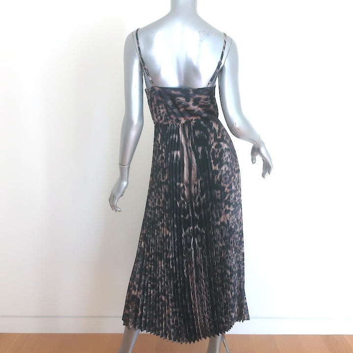 AllSaints Jinx Pleated Leopard Print Midi Dress Size Extra Small