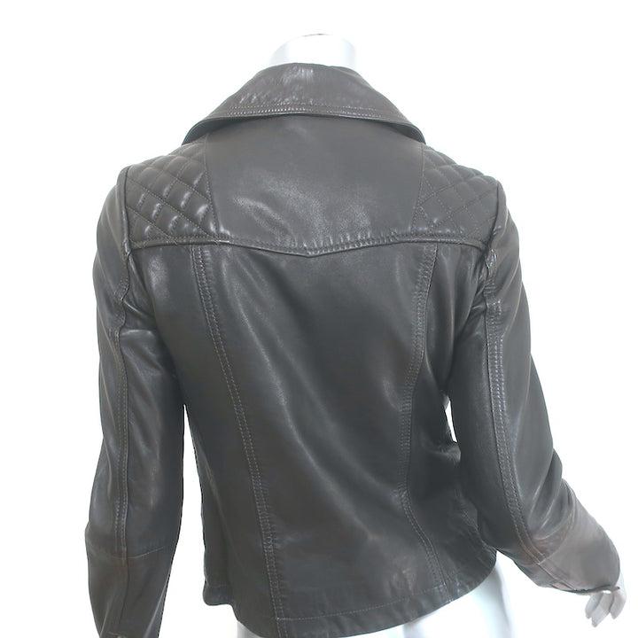 AllSaints Bleeker Biker Jacket Black Quilted Leather Size US 2